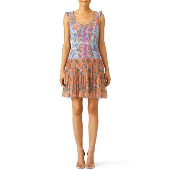 SALONI Dresses & Skirts - SALONI Elodie Lunar Flight Dress Pleated Floral Tropical Dress Size 6